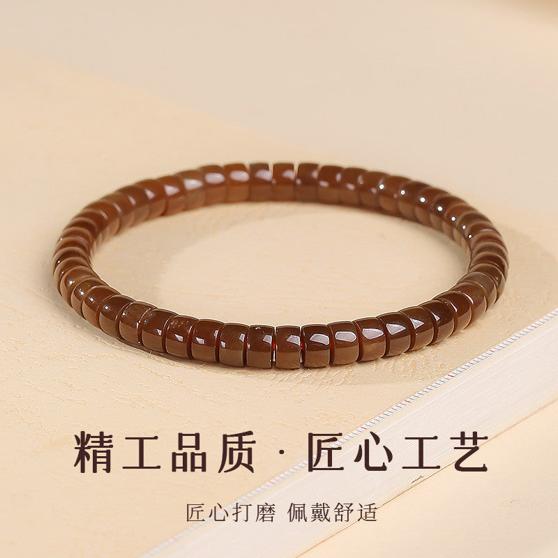 Pale Cyan Hetian Jade Bracelet, Straight-cut Tablet Bead Bangle for Women, Festival Gift