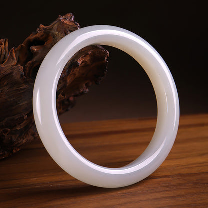 Women's Smoke Purple Hetian Jade Bangle, Peace Style Bracelet, Festival Gift, Multiple Sizes Available, With Certificate