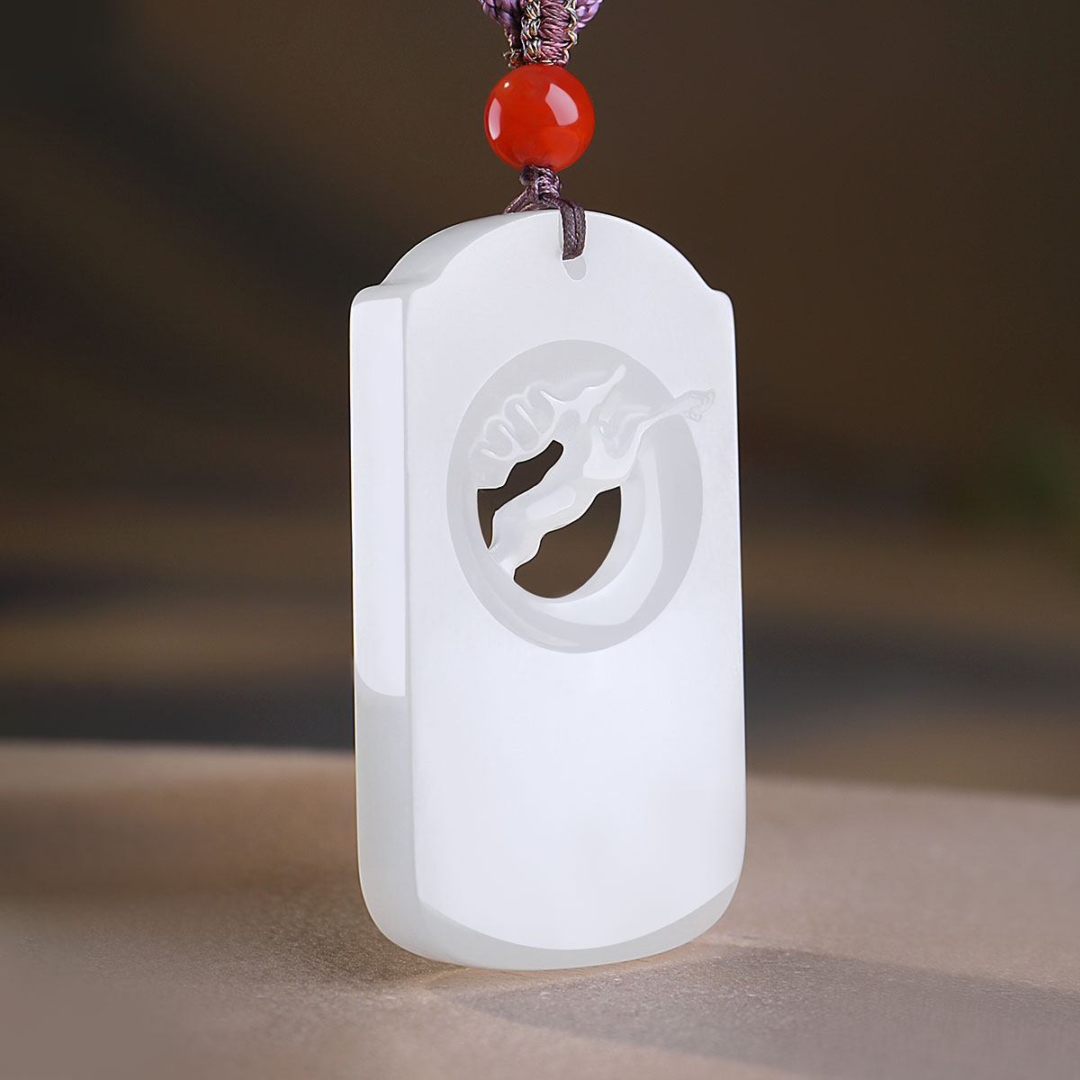 Polished White Hetian Jade Elk Pendant, Couple Style Jade Ornament