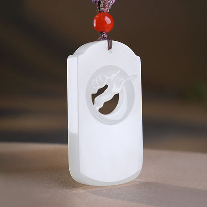 Polished White Hetian Jade Elk Pendant, Couple Style Jade Ornament