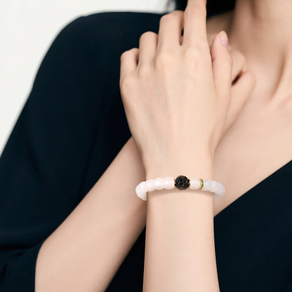 Custom-made White Hetian Jade Straight-cut Plain Bead Bracelet, Unisex Single-loop Jade Bangle