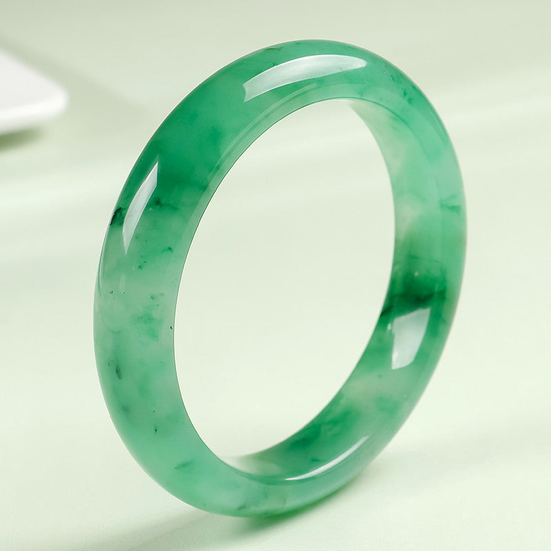 Women's African Jade Peace Bangle with Floating Patterns, Gift for Mom & Girlfriend