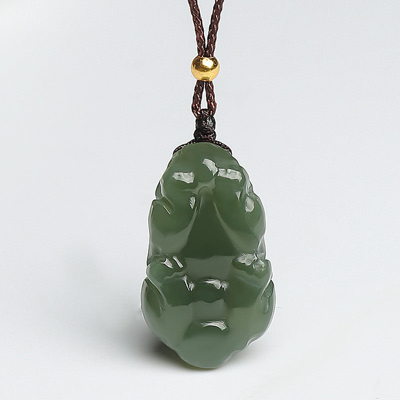 Unisex Lake Green Hetian Jade Vivid Pixiu Pendant, Festival Gift