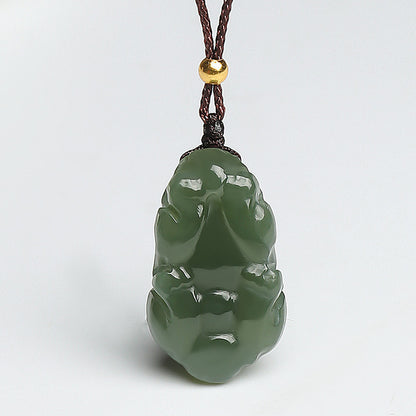 Unisex Lake Green Hetian Jade Vivid Pixiu Pendant, Festival Gift