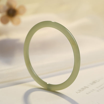 Sweet Osmanthus Cake Hetian Jade Round Bangle, Holiday Gift Bracelet for Women