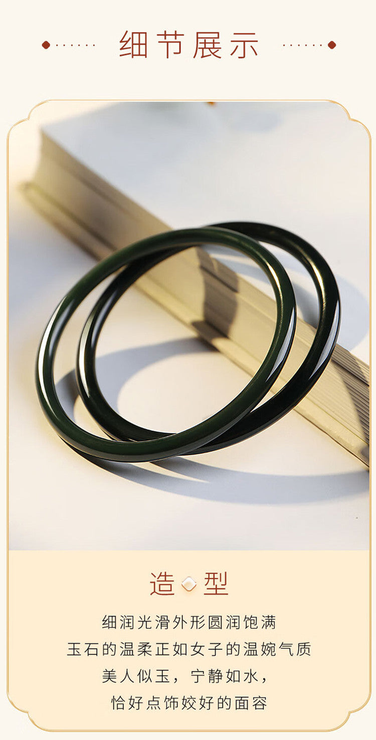 Hetian Black Jade Jingle Bangle, Elegant Traditional Jade Ornament with Certificate, Collectible Premium Gift for Elders