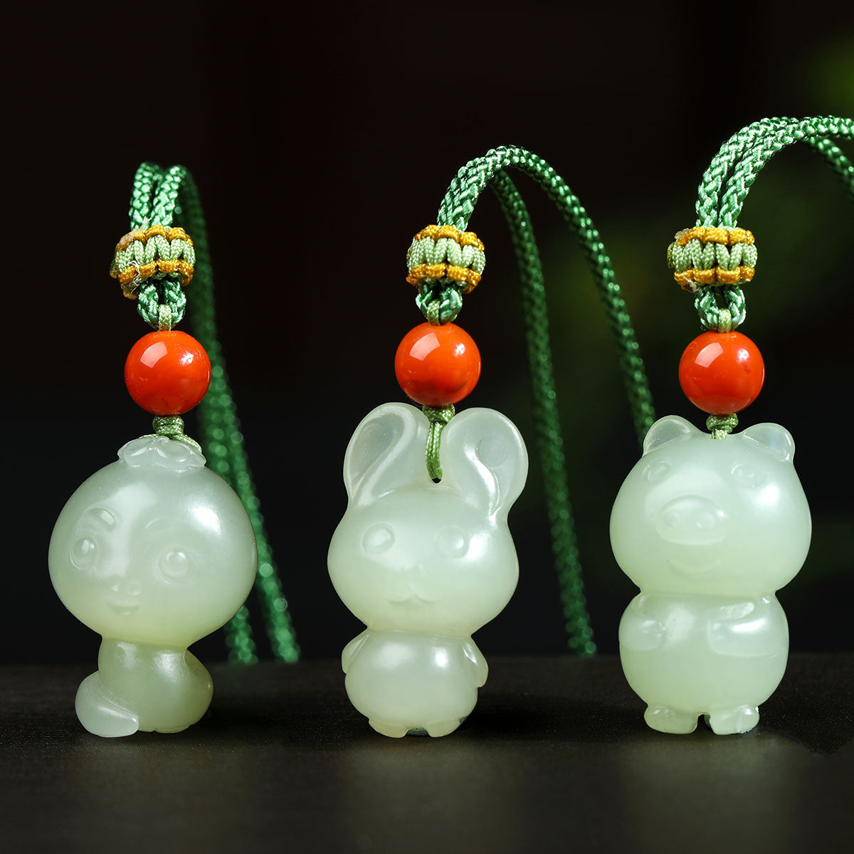 Pale Cyan & Clear Water Green Hetian Jade Zodiac Pendant, Cute Animal Design, Unisex Jade Ornament