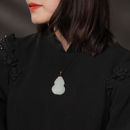 Hetian Jade Pendant, Gourd & Zodiac Patron Buddha Guanyin Charms, Unisex Jade Hanging Ornament