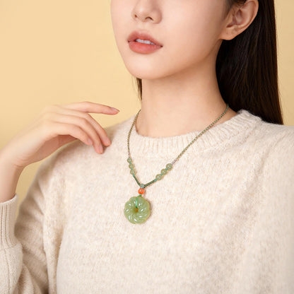 Pale Cyan Hetian Jade Twist Peace Buckle Pendant, Turn Bad Luck to Good Fortune Jade Charm