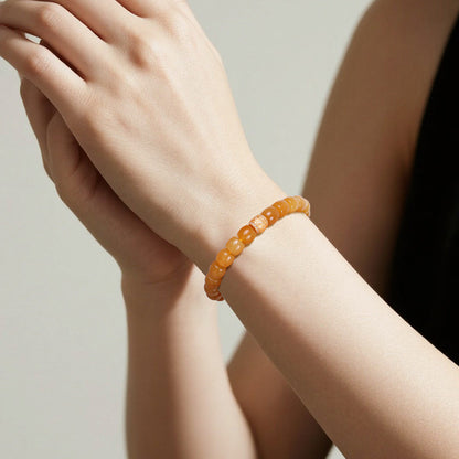 Women's Hetian Jade Bracelet, Sugar Material Barrel Bead Ruyi Rolling Bead Bracelet