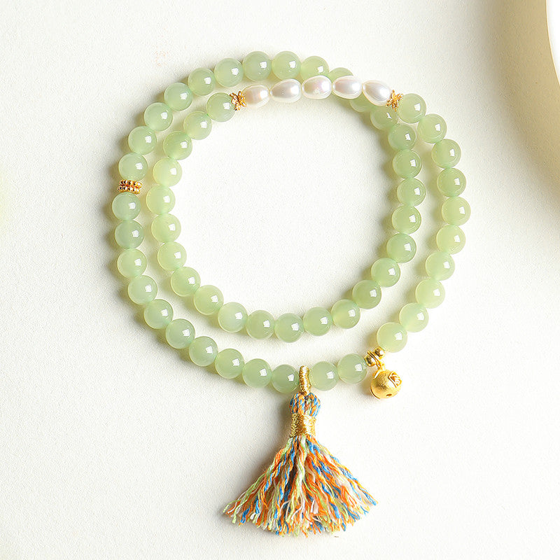 DIY Designed Hetian Pale Cyan Jade Bracelet