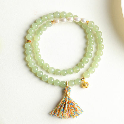 DIY Designed Hetian Pale Cyan Jade Bracelet