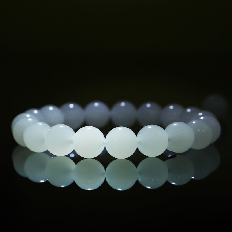 [Premium Grade] High-Oily White Hetian Jade Bracelet, Plain Single Loop Couple Bracelet