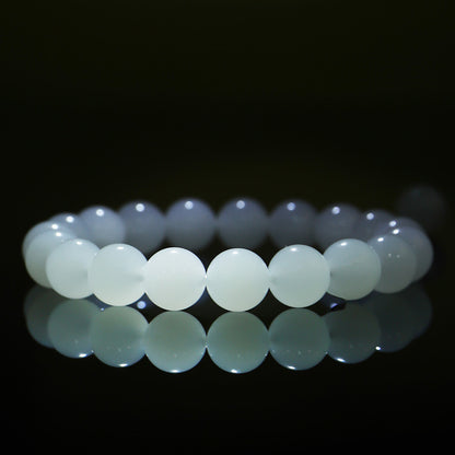 [Premium Grade] High-Oil White Hetian Jade Bracelet, Plain Single Strand Couple Bracelet