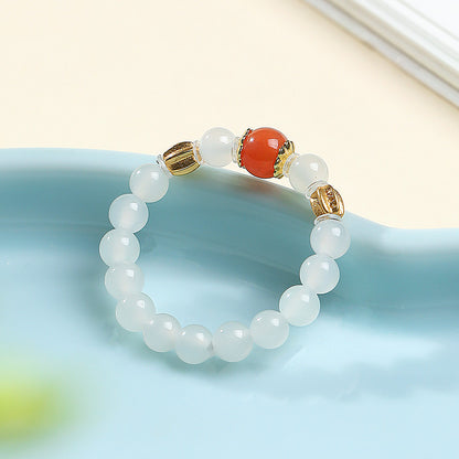 DIY Multi-gem Ring, Small Seed Beads with Jasper, White Jade, Jadeite, Turquoise, Agate, Cinnabar Fashion Adjustable Ring Jewelry