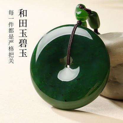 Peace & Smooth｜Spinach Green Hetian Jasper Safety Buckle Pendant Unisex Jade Charm
