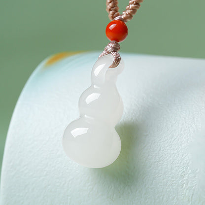 Unisex Fashion Minimalist Hetian Jade Gourd Pendant, Fortune & Blessing, Festival Gift