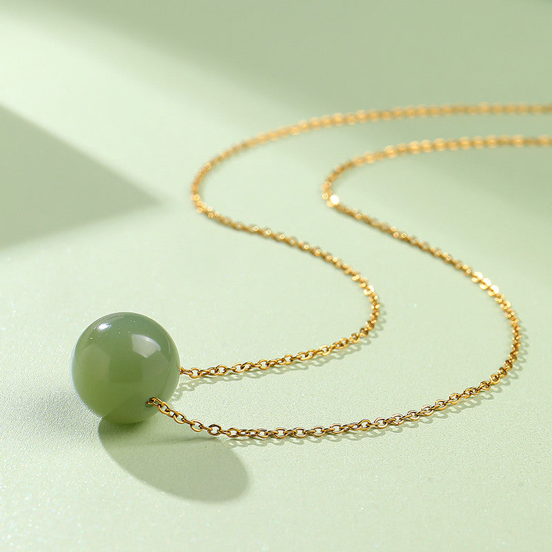 Light Cyan & Lake Green Hetian Jade Barrel Bead Pendant, Minimalist Stylish Charm, Festival Gift