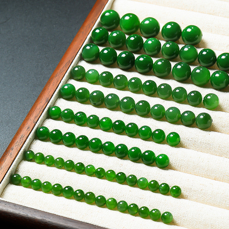 High-quality Spot-free Hetian Jasper Round Beads, DIY Loose Beads