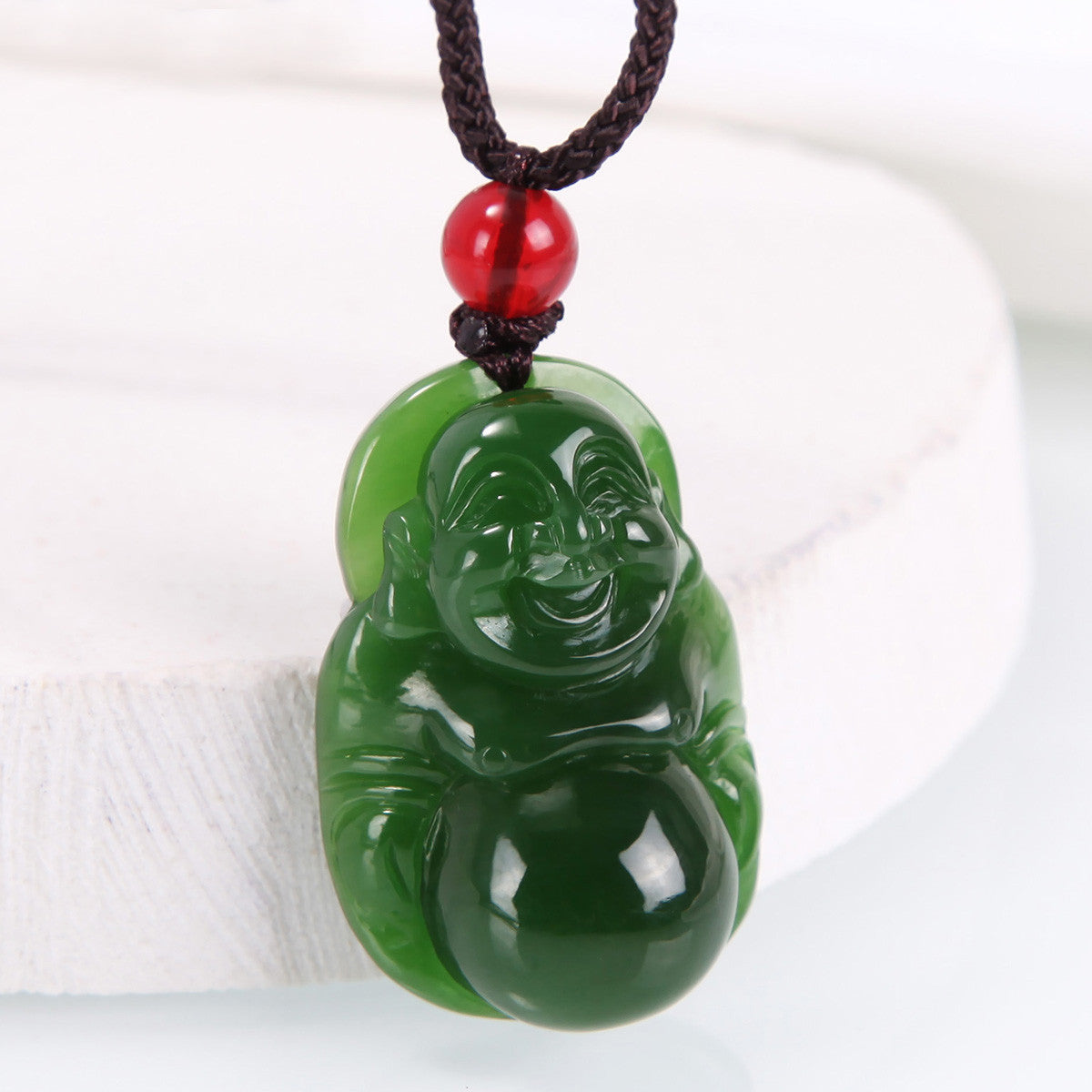 Natural Hetian Jasper Buddha Pendant, Vivid Green Jade Pendant & Round Buckle, Unisex Jade Jewelry