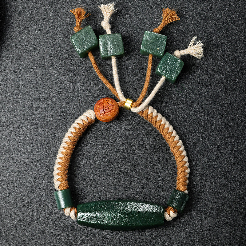 Unisex Hetian Cyan Jade Bracelet, Antique Style Jade Bangle, Festival Gift