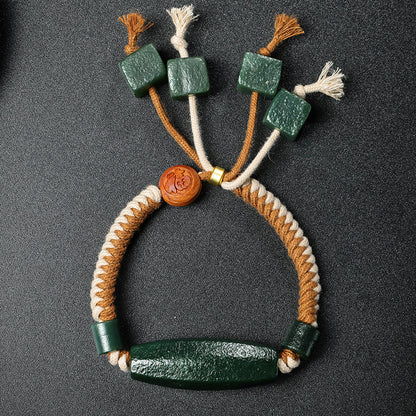 Unisex Hetian Cyan Jade Bracelet, Antique Style Jade Bangle, Festival Gift