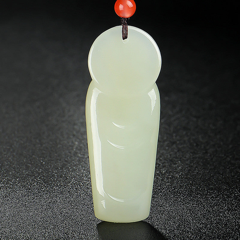 Women's Hetian Jade Standing Buddha Pendant, Maitreya Buddha Charm, Gift for Mom & Girlfriend