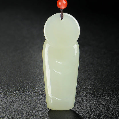 Women's Hetian Jade Standing Buddha Pendant, Maitreya Buddha Charm, Gift for Mom & Girlfriend