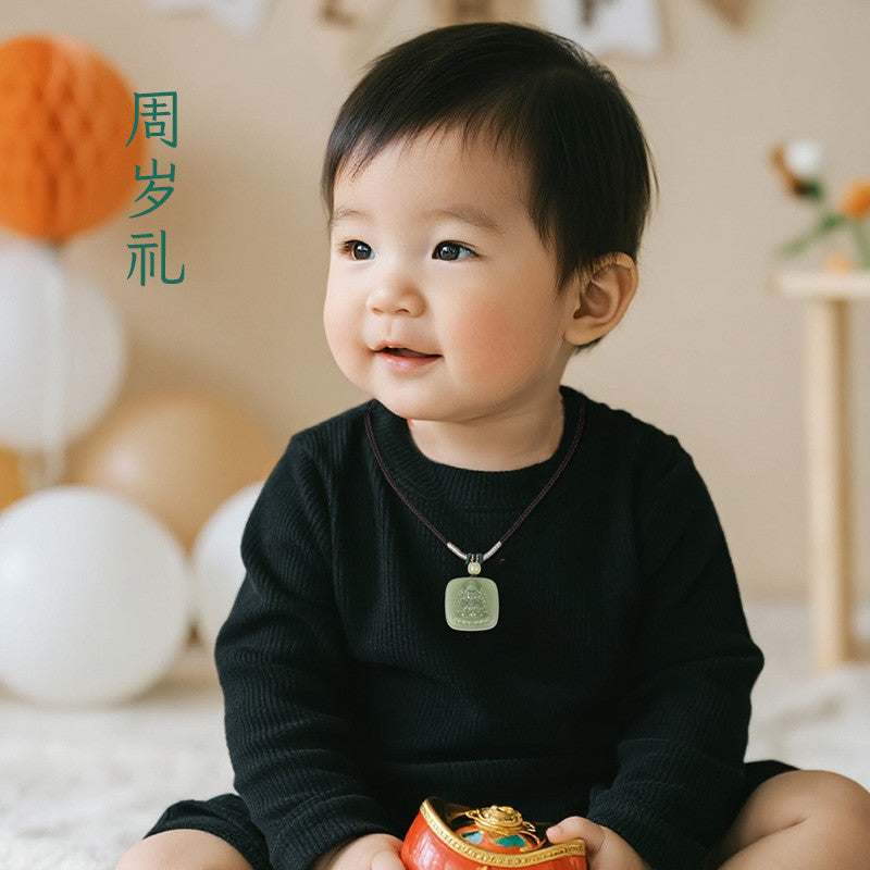 Unisex Hetian Jade Eight Patron Saints Pendant, 12 Zodiac Buddha Amulet, Festival Gift