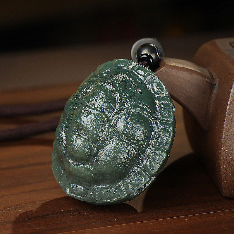 Men's Hetian Cyan Jade Turtle Shell Pendant & Hand Piece, Fortune All Over the World
