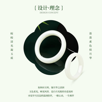 Ancient Style Wide Band Pale Cyan Hetian Jade Bangle, Qinghai Material Bluish White Jade Bracelet, Fashion Ornament with Certificate & Collectible Value