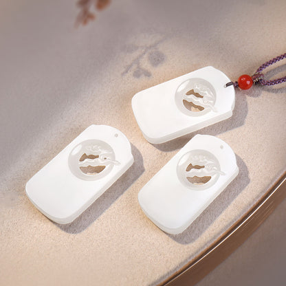 Polished White Hetian Jade Elk Pendant, Couple Style Jade Ornament