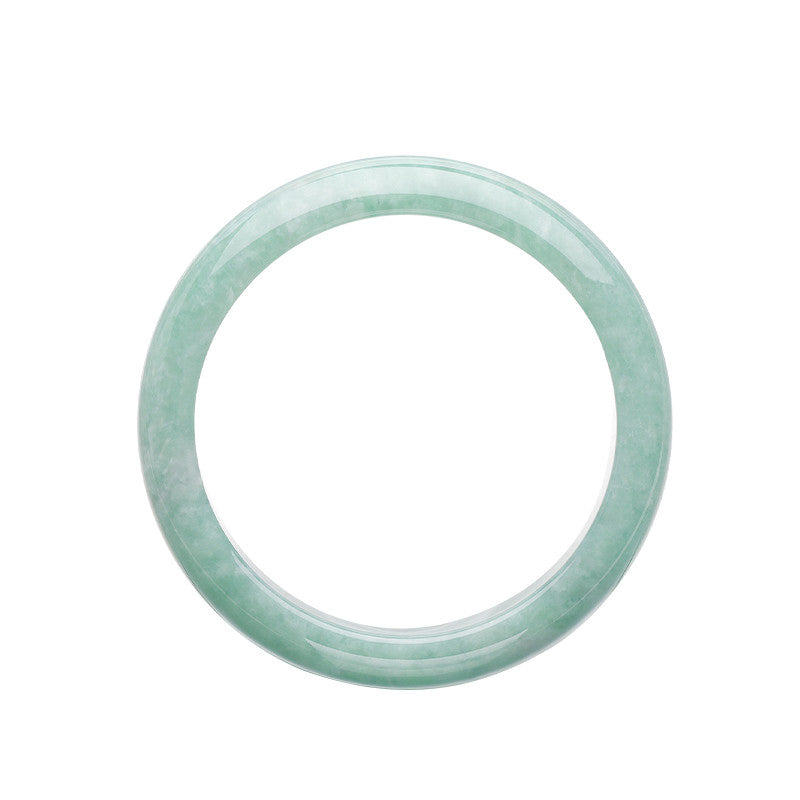 Fortune & Prosperity Series Waxy Ice Jade Jingle Bangle, Plain Design Skin-Brightening Bracelet, Elegant Accessory for Hanfu & Cheongsam, Gift Box Packed, With Certificate & Collectible Value
