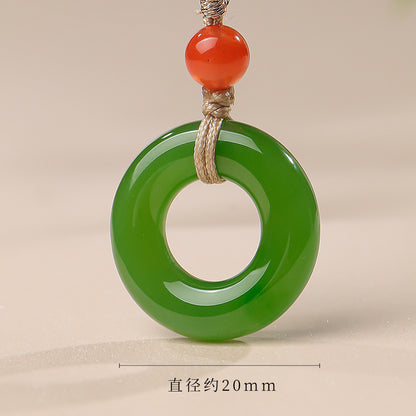 Hetian Jade Safety Buckle Pendant, Couple Style Jade Charm, Holiday Gift