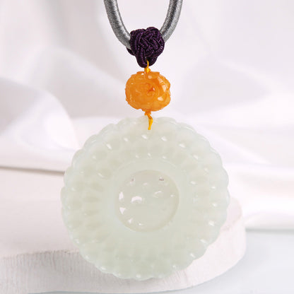 White Hetian Jade Pendant, Fine Carved Pixiu & Guanyin Pendant, Greasy Glossy High White Jade