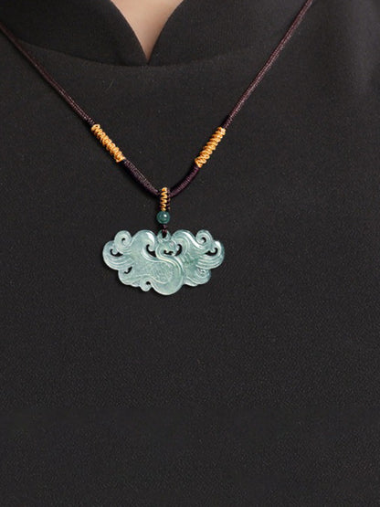 Natural Icy Blue Water Jadeite Phoenix Pendant, Elegant Ladies Clavicle Chain, Phoenix Brings Good Fortune Design