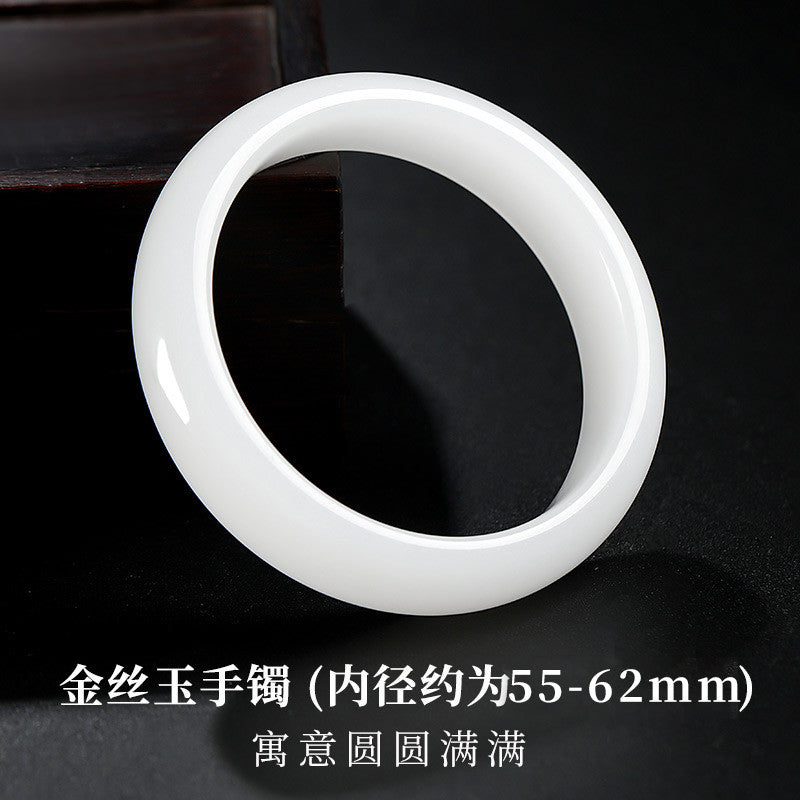 Moist Translucent Golden Silk Jade Bangle, Natural Quartzite Jade Bracelet for Women