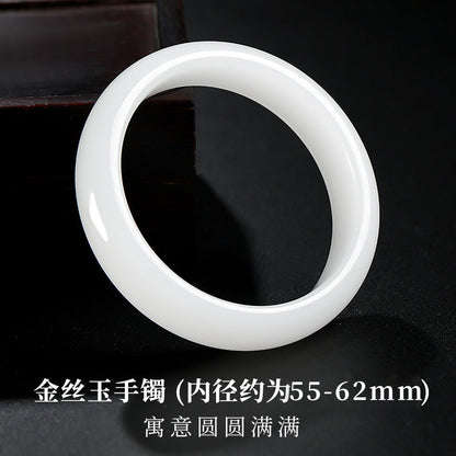 Moist Translucent Golden Silk Jade Bangle, Natural Quartzite Jade Bracelet for Women