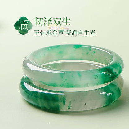 Women's African Jade Bangle with Vivid Floating Patterns, New Chinese Style Peace Bangle, Gift for Mom & Girlfriend