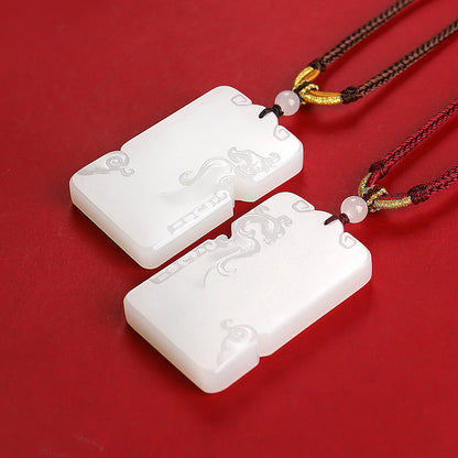 Harmony of Lute & Zither | Hetian Jade Dragon & Phoenix Couple Pendants, Valentine's Day Gift