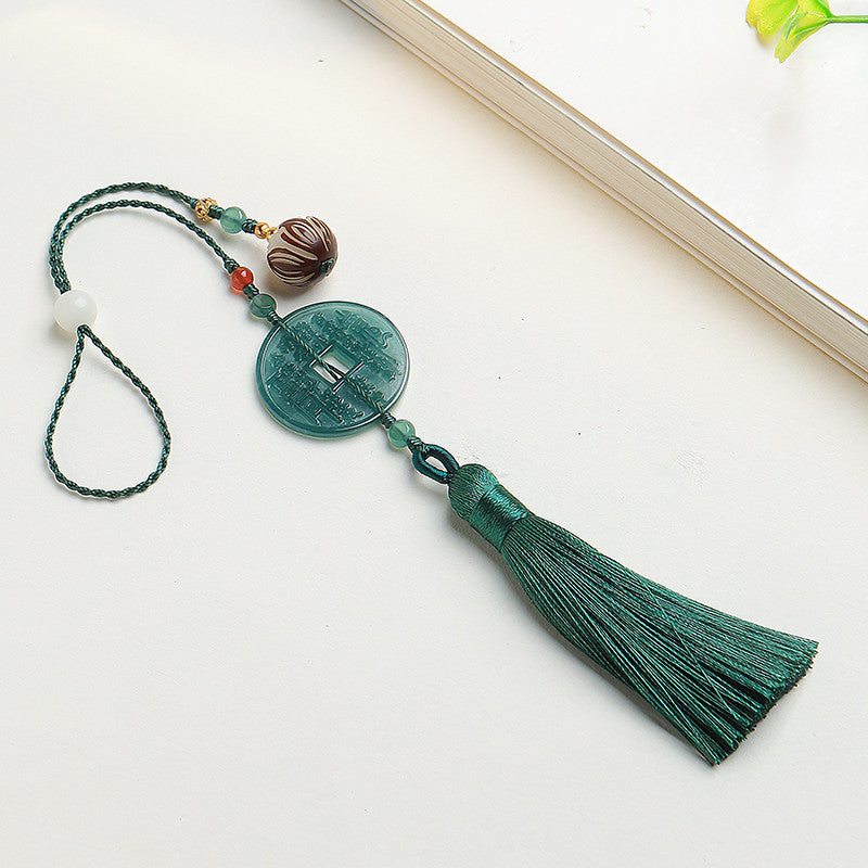 Blue Water Jadeite Mountain Ghost Coin Pendant, Multi-style for Phone/Bag/Car Hanging