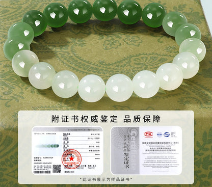 Gradient Landscape Hetian Jade Bracelet, Stylish Versatile Beaded Bangle, Daily Commute Jewelry, Gift for Friends & Mom