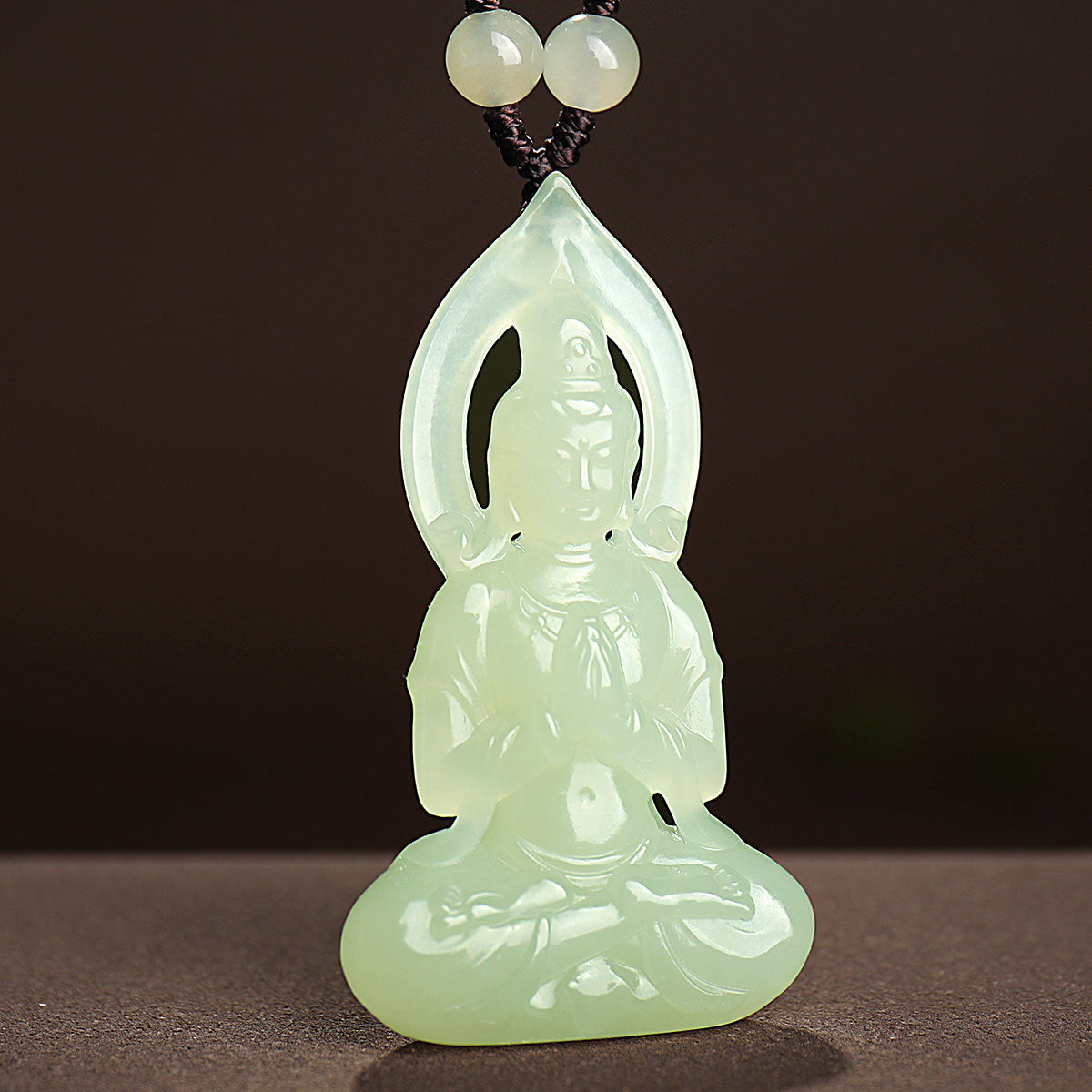 Pale Cyan & White Hetian Jade Guanyin Pendant, Men's Jade Ornament