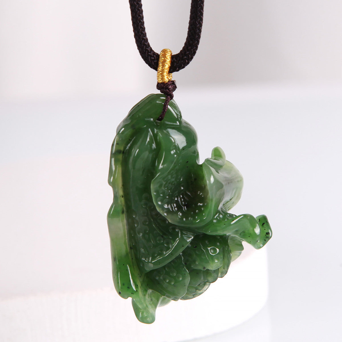 Natural Hetian Jasper Buddha Pendant, Vivid Green Jade Pendant & Round Buckle, Unisex Jade Jewelry