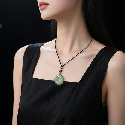 Pale Green Hetian Jade Hollow-Carved Double Dragon Safety Buckle Pendant, Unisex Jade Charm, With Certificate & Collectible Value