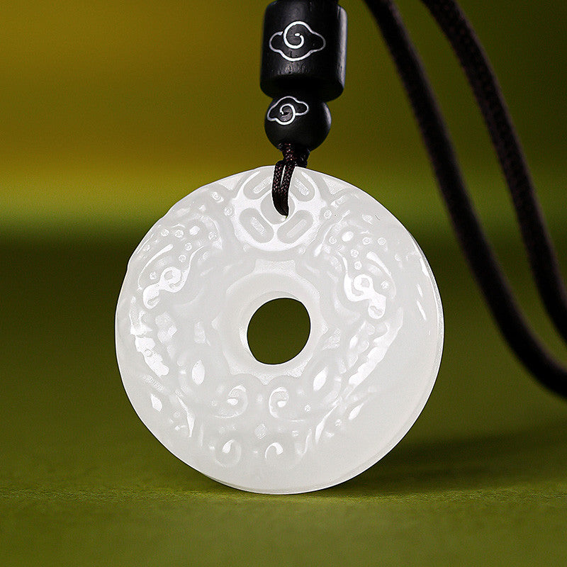 Tianshan Green Jade Pixiu Peace Buckle Pendant, New Chinese Style Minimalist Jade Charm, Festival Gift