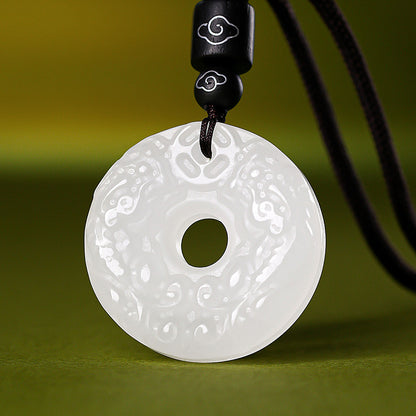 Tianshan Green Jade Pixiu Peace Buckle Pendant, New Chinese Style Minimalist Jade Charm, Festival Gift