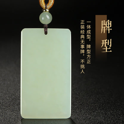 Unisex Light Cyan Clear Water Hetian Jade Plain Pendant, Festival Gift