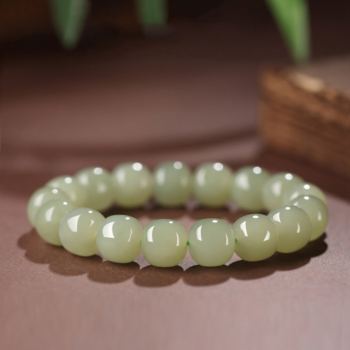 Natural Hetian Jade Clear Water Old-Style Bead Bracelet, Plain Circle Jade Bangle with Certificate, Collectible Elegant Daily Jewelry