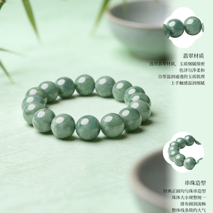 Natural Jadeite Beaded Bracelet, New Chinese Style Fashionable Versatile Jade Bead Bangle